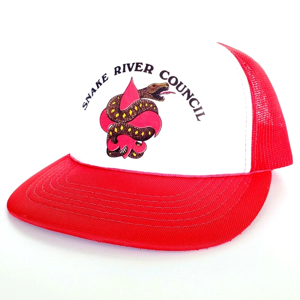 Vintage Snake River Council Snapback Mesh Hat Adjustable‎ Trucker Red White Cap